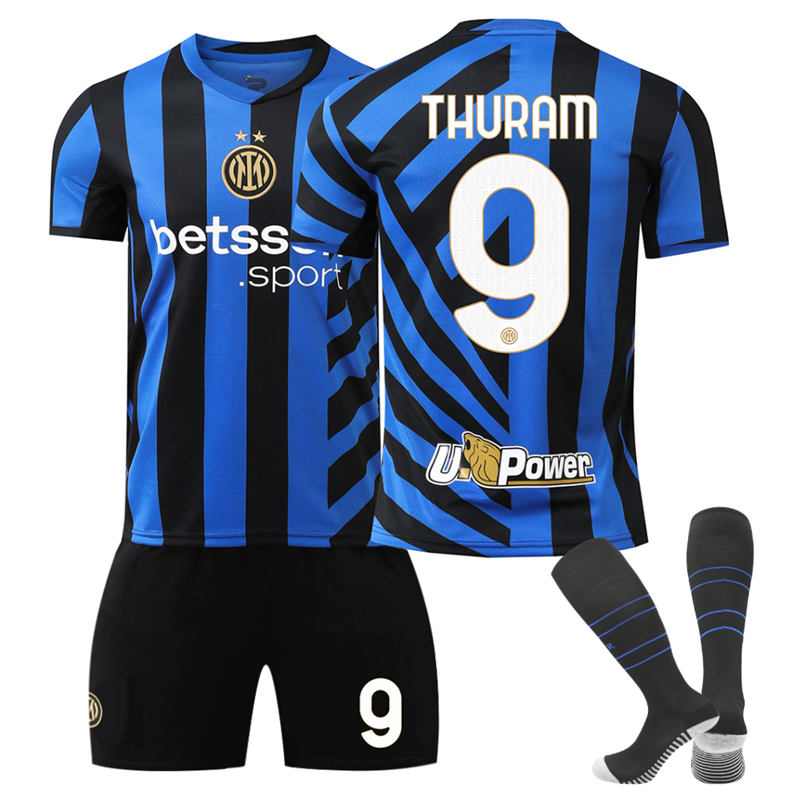 Beakey INTER Milan Home THURAM #9 Soccer Jersey for Kids Adult 3 Pcs Training Outfits