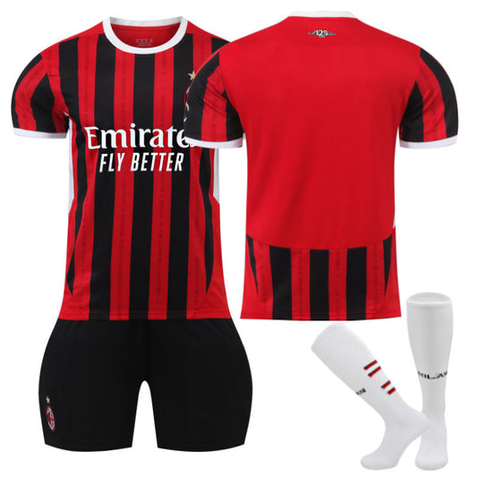 Beakey AC Milan Home Soccer Jersey for Kids Adult 3 Pcs Training Outfits