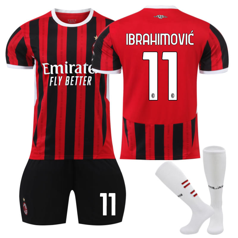 Beakey AC Milan Home IBRAHIMOVIC #11 Soccer Jersey for Kids Adult 3 Pcs Training Outfits