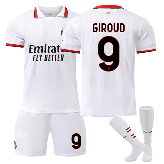 Beakey AC Milan Away GIROUD #9 Soccer Jersey for Kids Adult 3 Pcs Training Outfits