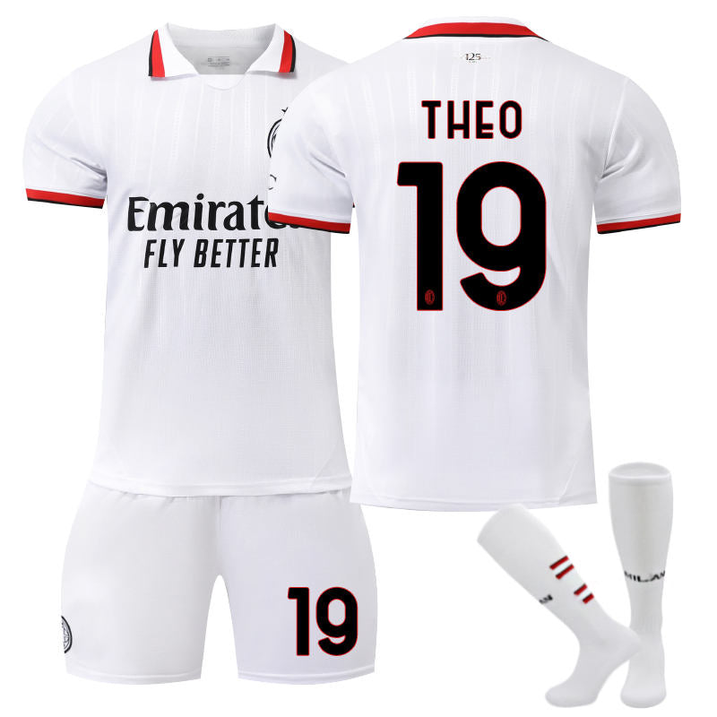 Beakey AC Milan Away THEO #19 Soccer Jersey for Kids Adult 3 Pcs Training Outfits