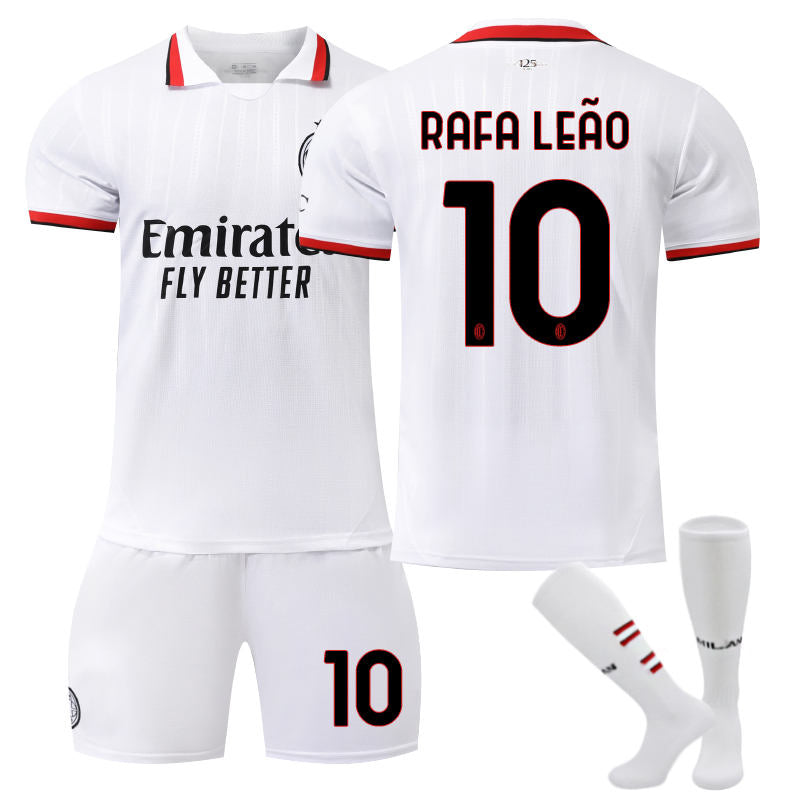 Beakey AC Milan Away RAFA LEAO #10 Soccer Jersey for Kids Adult 3 Pcs Training Outfits