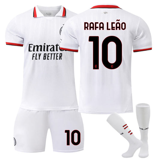 Beakey AC Milan Away RAFA LEAO #10 Soccer Jersey for Kids Adult 3 Pcs Training Outfits