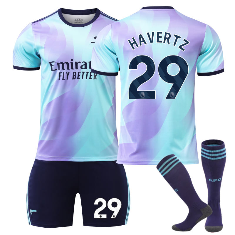 Beakey Arsenal F.C. 24/25 Second Away HAVERTZ #29 Soccer Jersey for Kids Adult 3 Pcs Outfits