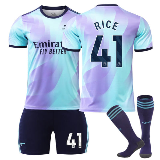 Beakey Arsenal F.C. 24/25 Second Away RICE #41 Soccer Jersey for Kids Adult 3 Pcs Outfits