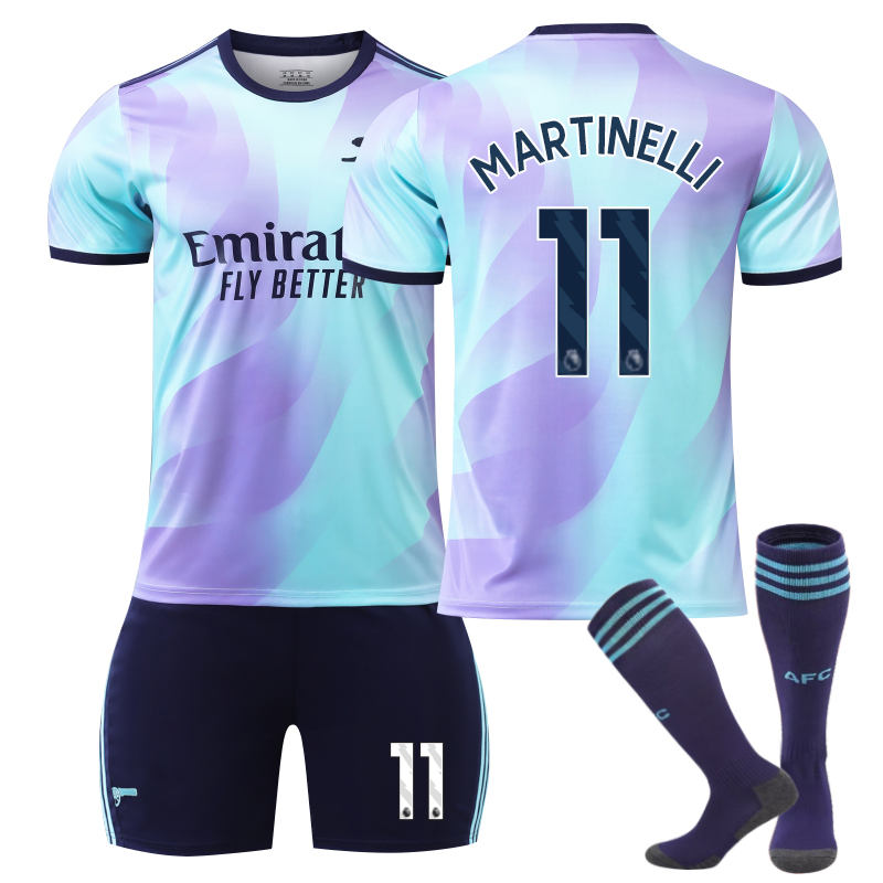Beakey Arsenal F.C. 24/25 Second Away MARTINELLI #11 Soccer Jersey for Kids Adult 3 Pcs Outfits