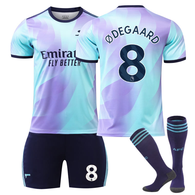 Beakey Arsenal F.C. 24/25 Second Away DEGAARD #8 Soccer Jersey for Kids Adult 3 Pcs Outfits