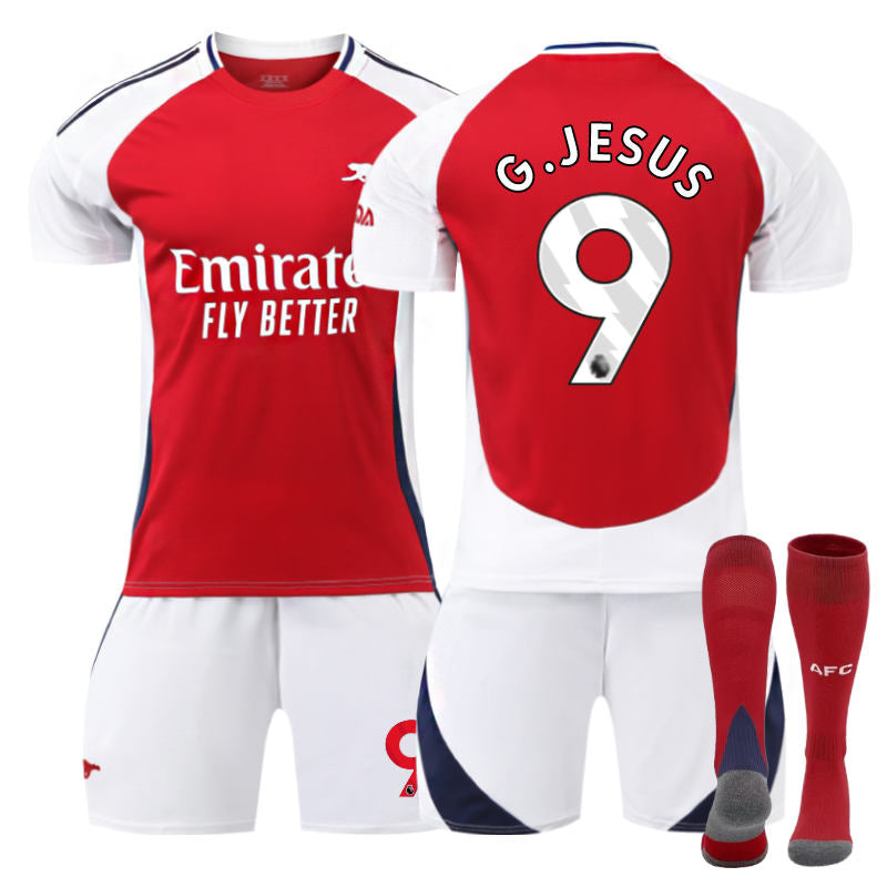 Beakey Arsenal F.C. 24/25 Home G.JESUS #9 Soccer Jersey for Kids Adult 3 Pcs Outfits