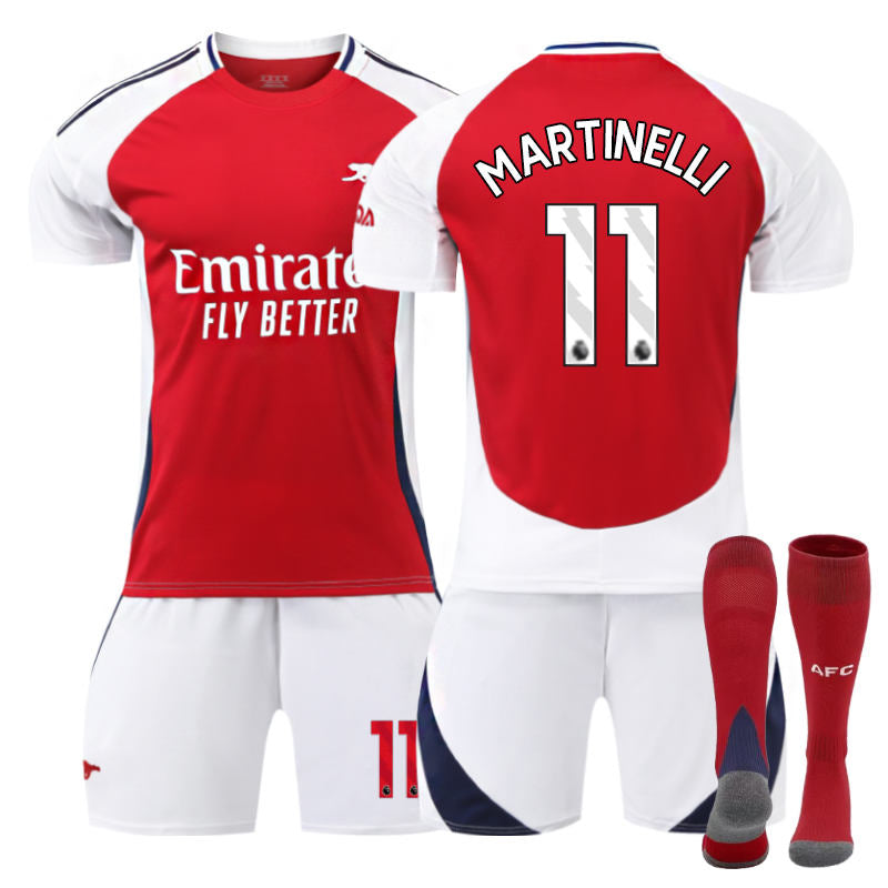 Beakey Arsenal F.C. 24/25 Home MARTINELLI #11 Soccer Jersey for Kids Adult 3 Pcs Outfits