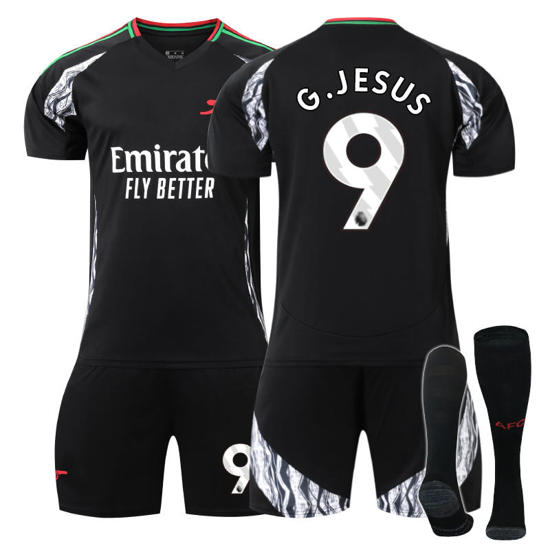 Beakey Arsenal F.C. 24/25 Away G.JESUS #9 Soccer Jersey for Kids Adult 3 Pcs Outfits