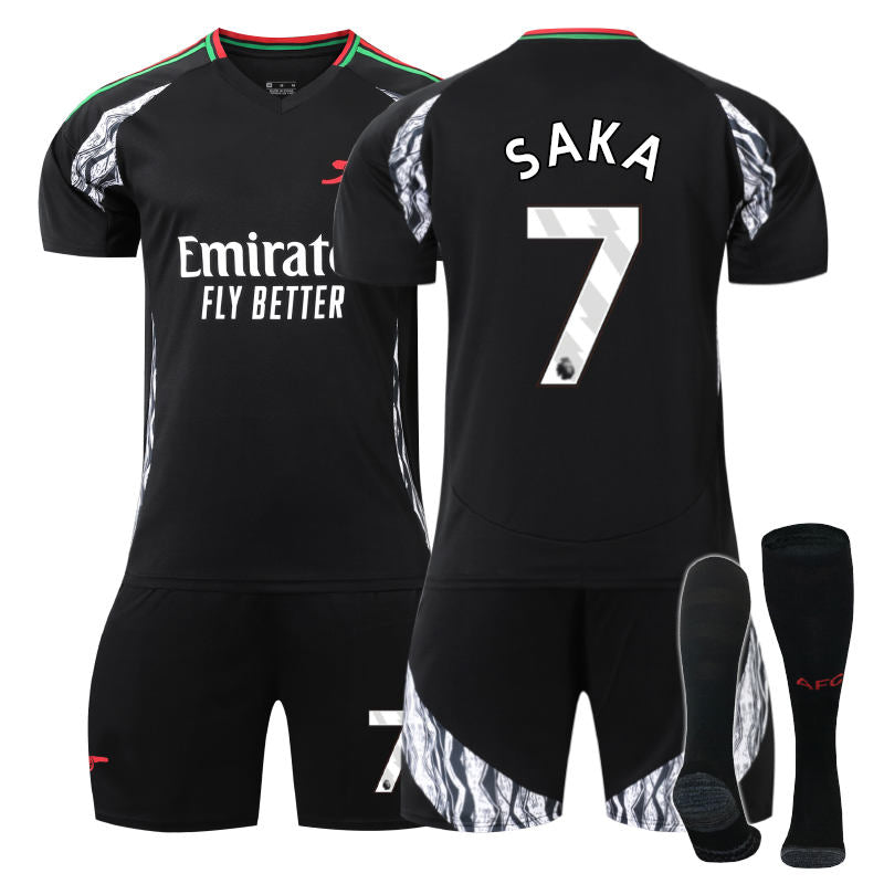 Beakey Arsenal F.C. 24/25 Away SAKA #7 Soccer Jersey for Kids Adult 3 Pcs Outfits