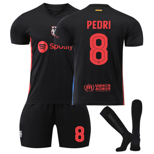 Beakey Barcelona Away UEFA PEDRI #8 Soccer Jersey for Kids Adult 3 Pcs Outfits