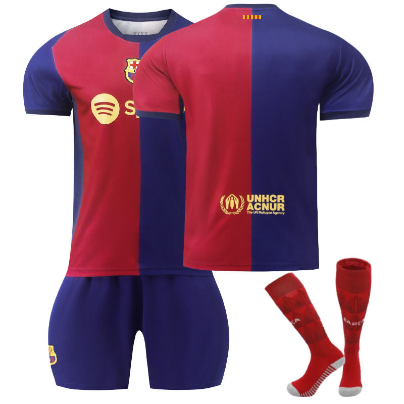 Beakey Barcelona Home Soccer Jersey for Kids Adult 3 Pcs Training Outfits