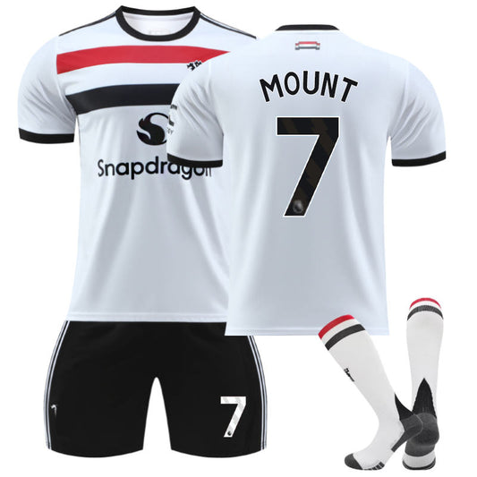 Beakey Red Devil Second Away MOUNT #7 Soccer Jersey for Kids Adult 3 Pcs Outfits
