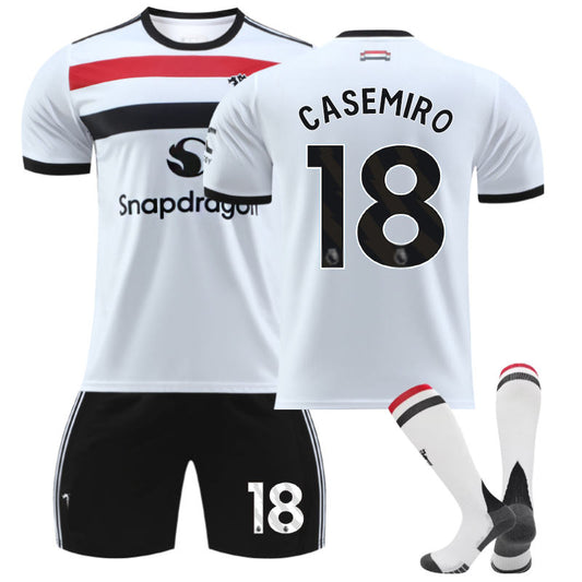 Beakey Red Devil Second Away CASEMIRO #18 Soccer Jersey for Kids Adult 3 Pcs Outfits