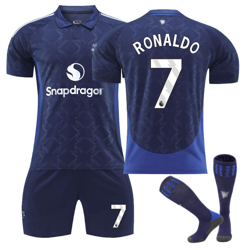 Beakey Red Devil Away RONALDO #7 Soccer Jersey for Kids Adult 3 Pcs Outfits