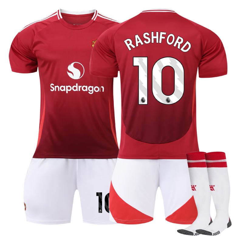 Beakey Red Devil Home RASHFORD #10 Soccer Jersey for Kids Adult 3 Pcs Outfits