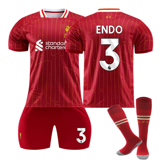 Beakey Liverpool Home ENDO #3 Soccer Jersey for Kids Adult 3 Pcs Outfits