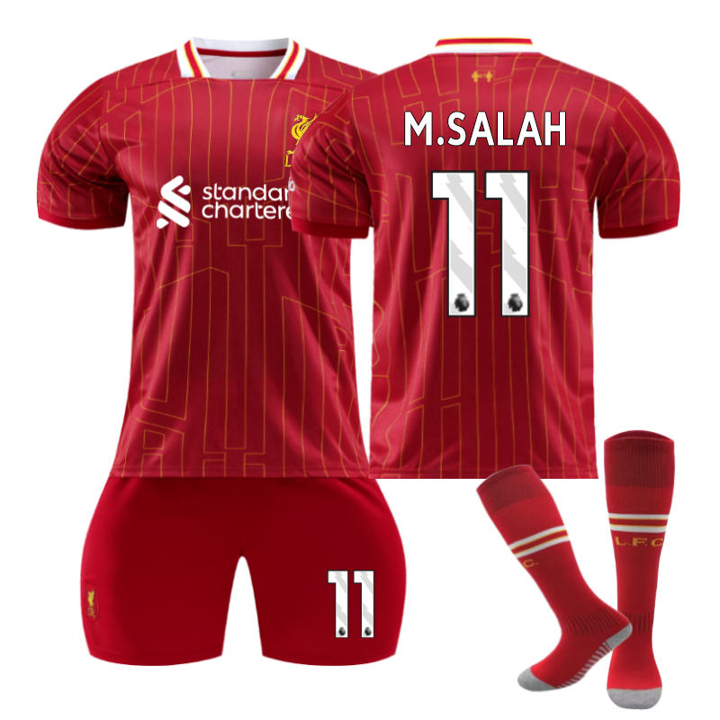 Beakey Liverpool Home M.SALAH #11 Soccer Jersey for Kids Adult 3 Pcs Outfits