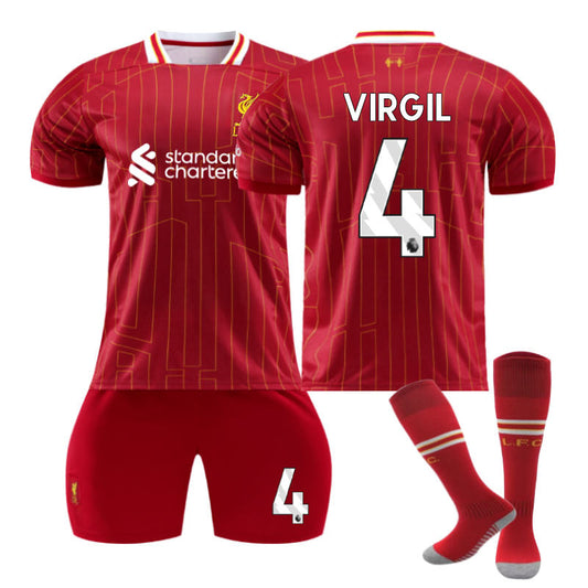 Beakey Liverpool Home VIRGIL #4 Soccer Jersey for Kids Adult 3 Pcs Outfits