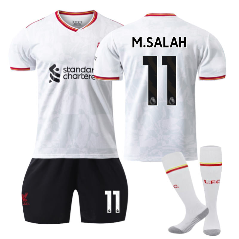 Beakey Liverpool Second Away M.SALAH #11 Soccer Jersey for Kids Adult 3 Pcs Outfits