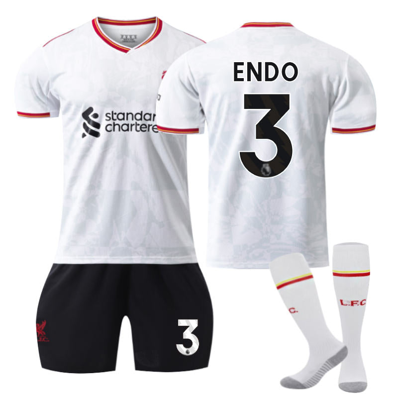 Beakey Liverpool Second Away ENDO #3 Soccer Jersey for Kids Adult 3 Pcs Outfits