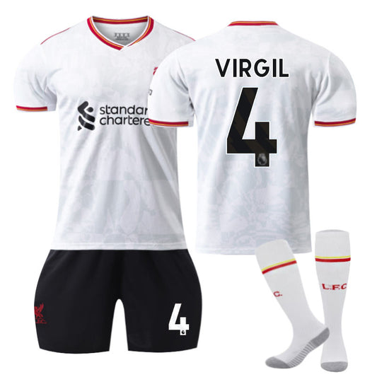 Beakey Liverpool Second Away VIRGIL #4 Soccer Jersey for Kids Adult 3 Pcs Outfits