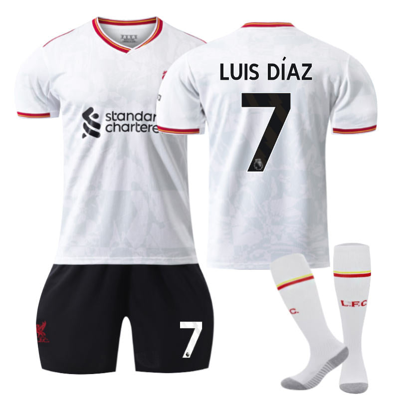 Beakey Liverpool Second Away LUIS DIAZ #7 Soccer Jersey for Kids Adult 3 Pcs Outfits