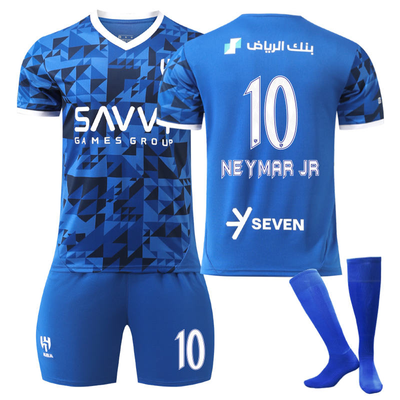 Beakey Al Hilal FC NEYMAR JR #10 Soccer Jersey for Kids Adult 3 Pcs Outfits