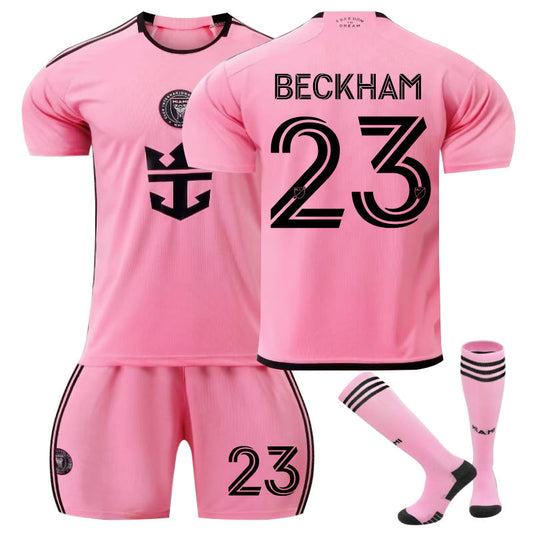 Beakey Miami Home BECKHAM #23 Soccer Jersey for Kids Adult 3 Pcs Outfits