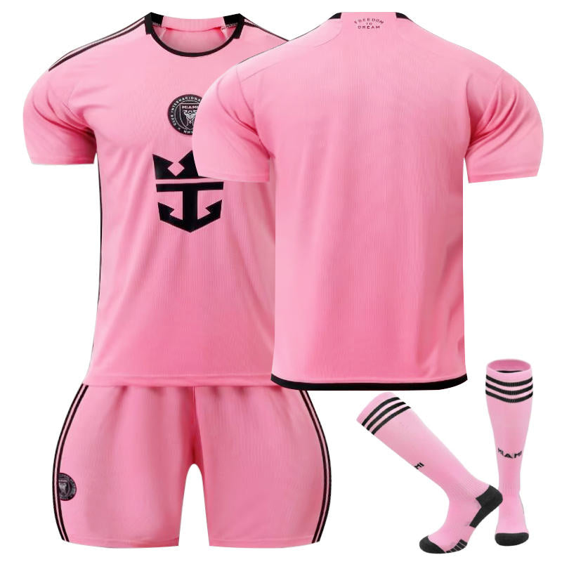 Beakey Miami Home Soccer Jersey for Kids Adult 3 Pcs Training Outfits