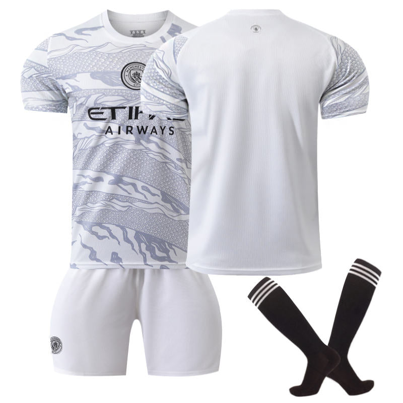 Beakey Manchester City Dragon Soccer Jersey for Kids Adult 3 Pcs Training Outfits-White