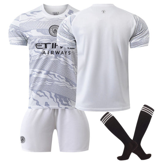 Beakey Manchester City Dragon Soccer Jersey for Kids Adult 3 Pcs Training Outfits-White