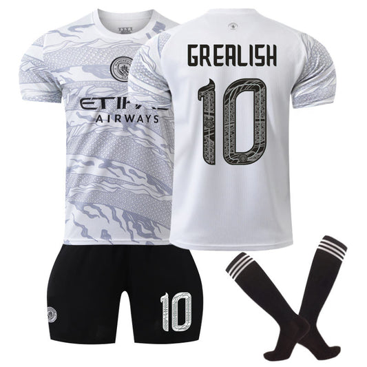 Beakey Manchester City Dragon GREALISH #10 Soccer Jersey for Kids Adult 3 Pcs Outfits
