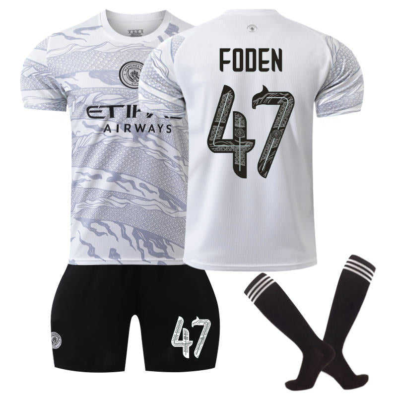 Beakey Manchester City Dragon FODEN #47 Soccer Jersey for Kids Adult 3 Pcs Outfits