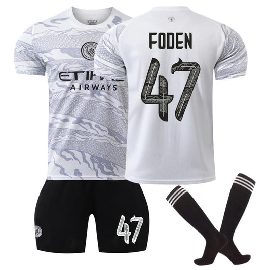 Beakey Manchester City Dragon FODEN #47 Soccer Jersey for Kids Adult 3 Pcs Outfits