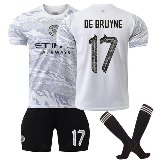 Beakey Manchester City Dragon DE BRUYNE #17 Soccer Jersey for Kids Adult 3 Pcs Outfits