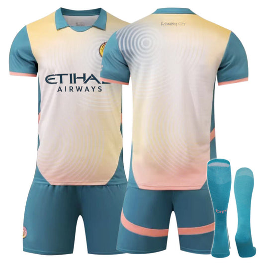 Beakey Manchester City Third Away Soccer Jersey for Kids Adult 3 Pcs Training Outfits