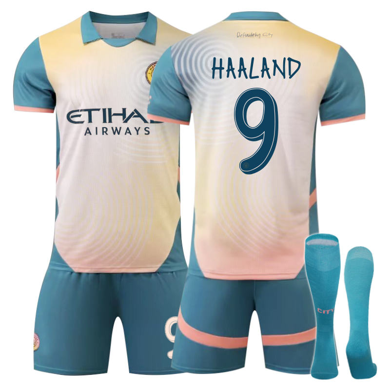 Beakey Manchester City Third Away HAALAND #9 Soccer Jersey for Kids Adult 3 Pcs Outfits