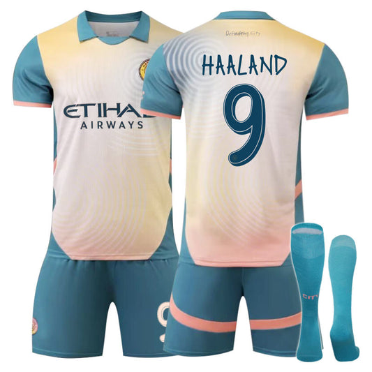 Beakey Manchester City Third Away HAALAND #9 Soccer Jersey for Kids Adult 3 Pcs Outfits