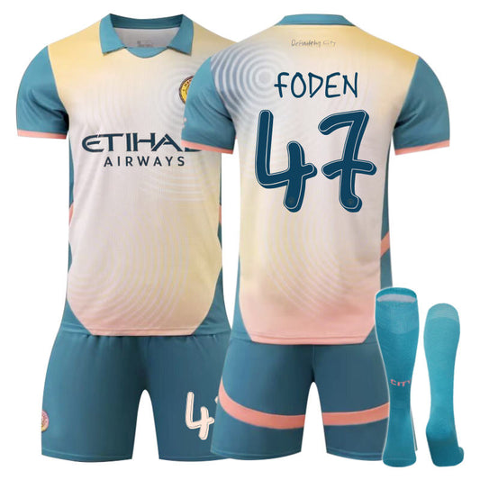 Beakey Manchester City Third Away FODEN #47 Soccer Jersey for Kids Adult 3 Pcs Outfits