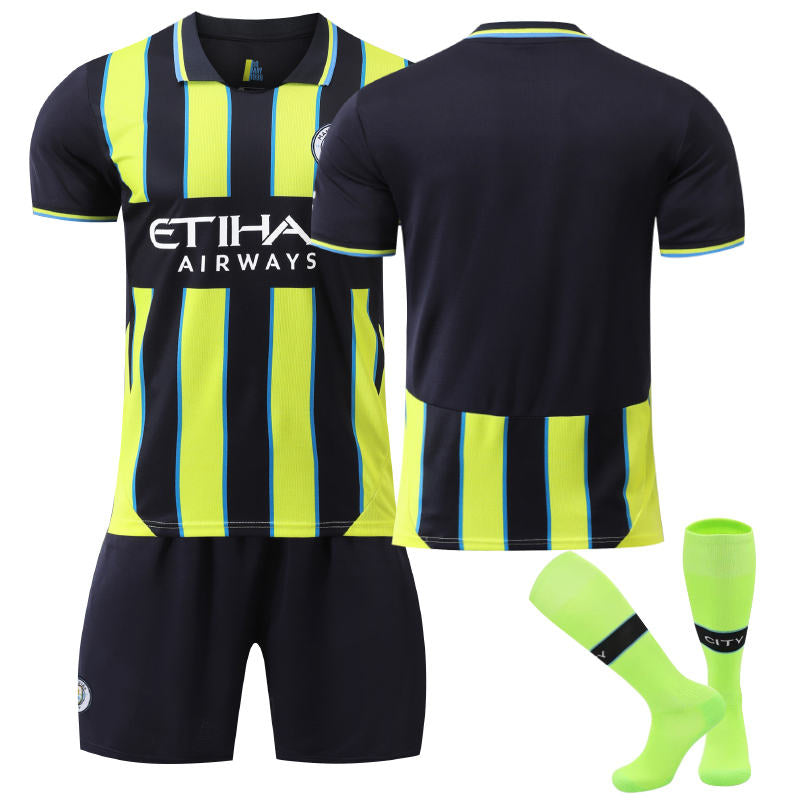Beakey Manchester City Away Soccer Jersey for Kids Adult 3 Pcs Training Outfits