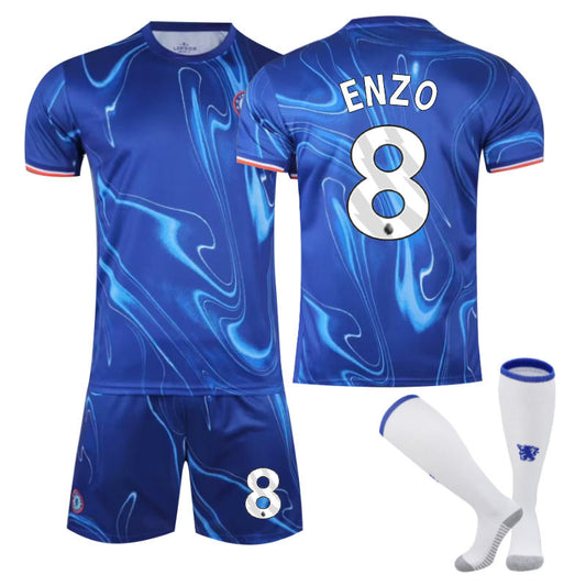 Beakey Chelsea Home ENZO #8 Soccer Jersey for Kids Adult 3 Pcs Outfits