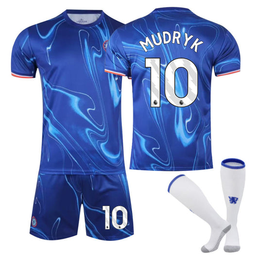 Beakey Chelsea Home MUDRYK #10 Soccer Jersey for Kids Adult 3 Pcs Outfits