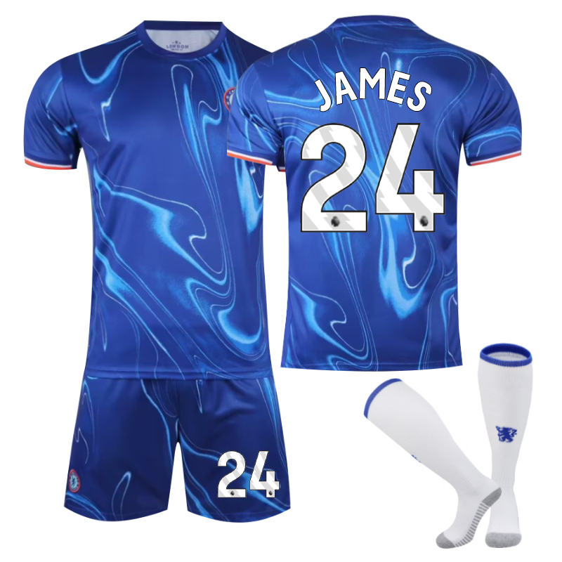Beakey Chelsea Home JAMES #24 Soccer Jersey for Kids Adult 3 Pcs Outfits