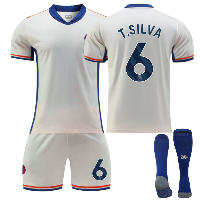Beakey Chelsea Away T.SILVA #6 Soccer Jersey for Kids Adult 3 Pcs Outfits