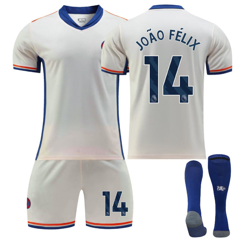 Beakey Chelsea Away JOAO FELIX #14 Soccer Jersey for Kids Adult 3 Pcs Outfits
