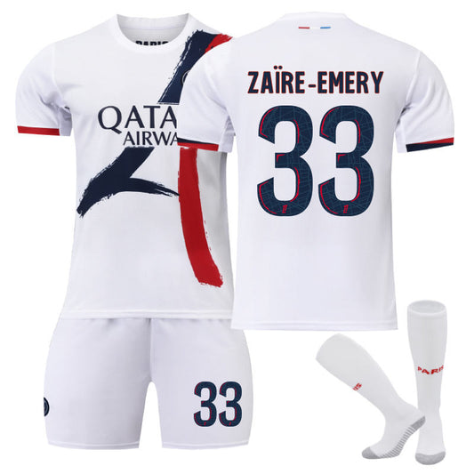 Beakey Paris Away ZAIRE-EMERY #33 Soccer Jersey for Kids Adult 3 Pcs Outfits