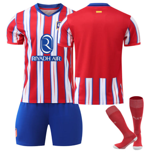 Beakey Atletico Madrid Home Soccer Jersey for Kids Adult 3 Pcs Training Outfits