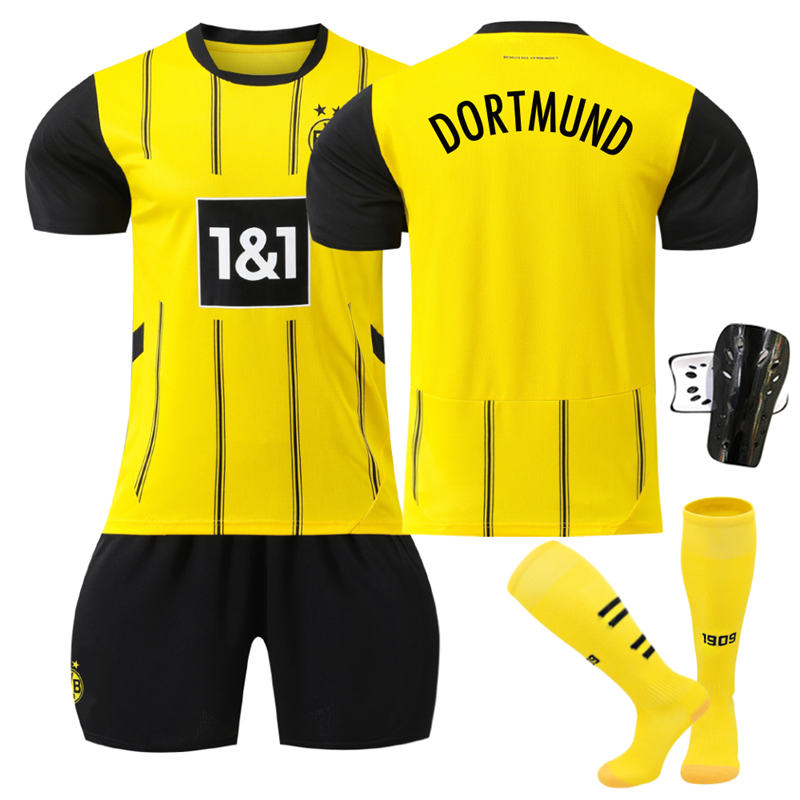 Beakey Dortmund Home Soccer Jersey for Kids Adult 3 Pcs Training Outfits